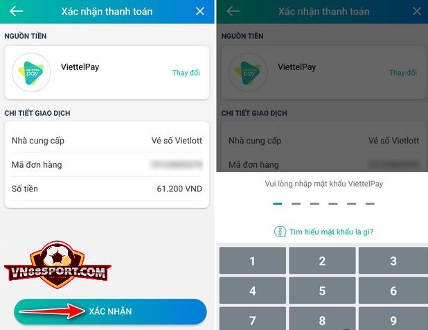 Xac nhan cuoc Vietlott trên Viettel Pay hinh 7