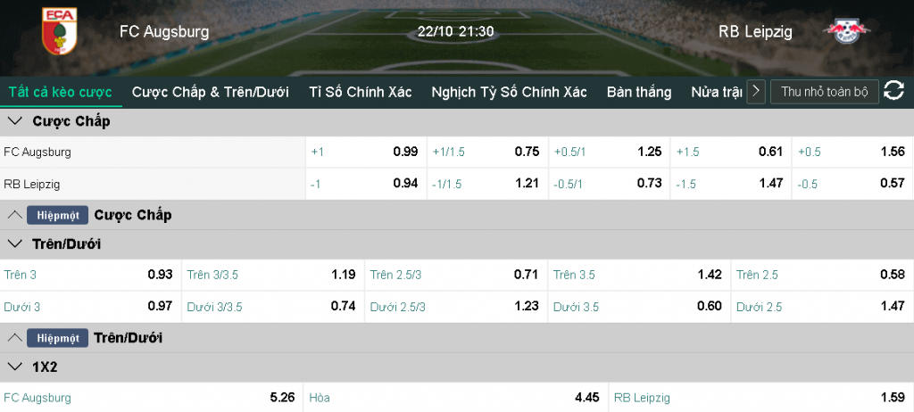 Soi keo chap Augsburg vs RB Leipzig